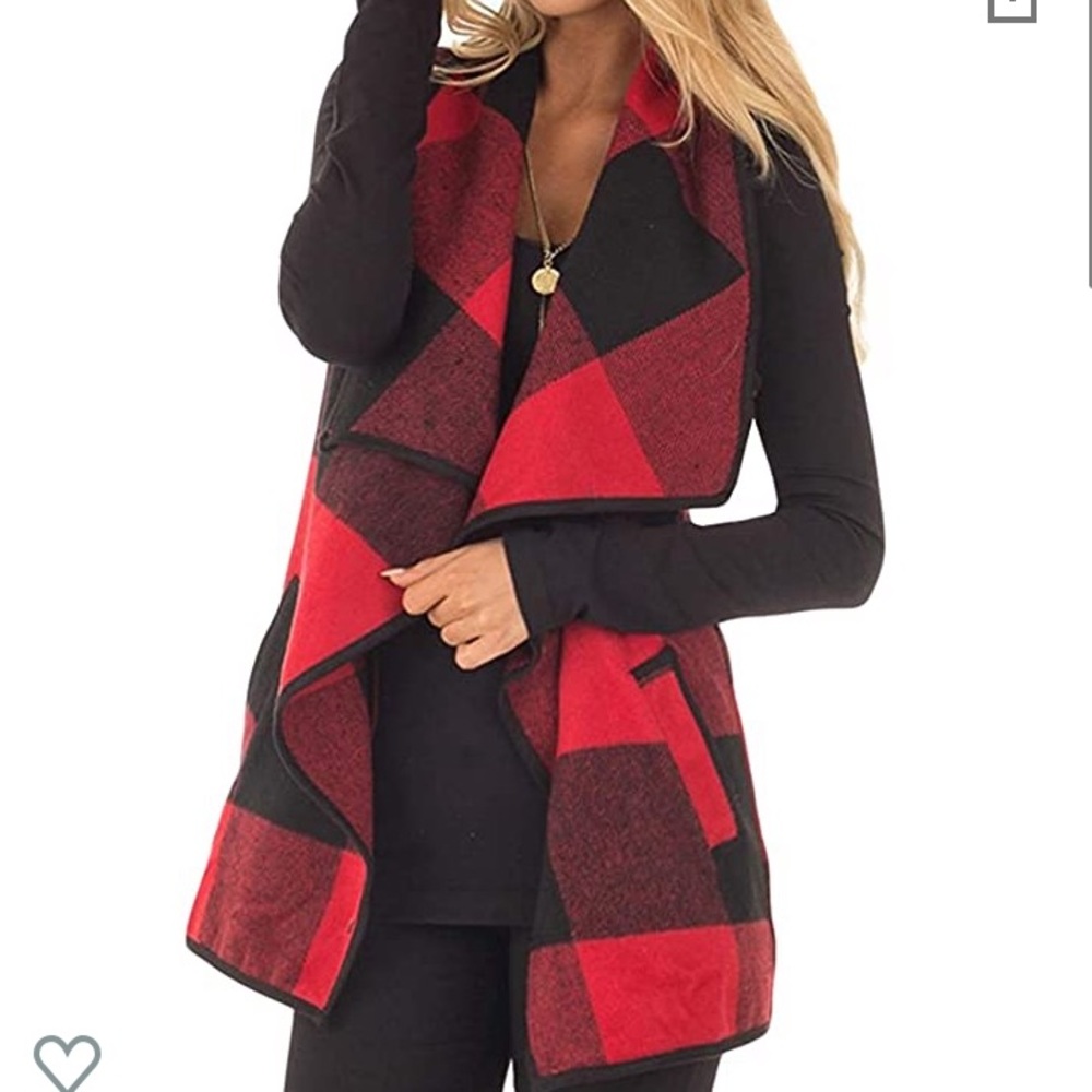 NWT XL Buffalo Plaid Sleeveless Cardigan